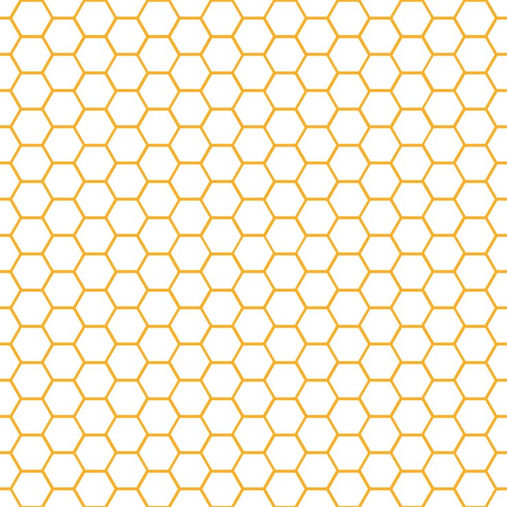 Vector patrón transparente de panal blanco con fondo amarillo