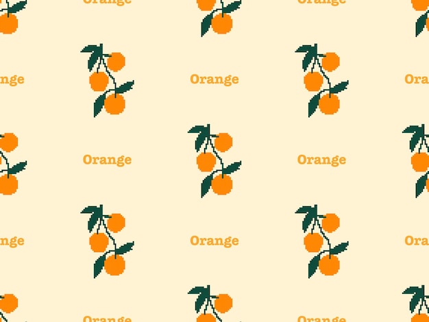 Patrón transparente de personaje de dibujos animados naranja sobre fondo naranja estilo Pixel