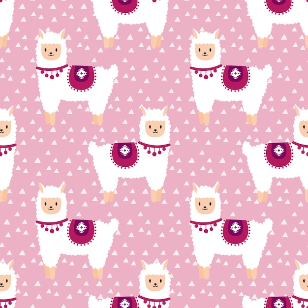 Patrón transparente púrpura con lindas alpacas Diseño lindo e infantil para papel tapiz textil de tela