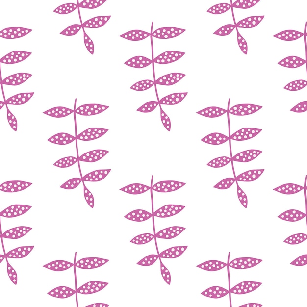 Patrón transparente de rama rosa aislado sobre fondo blanco. Ornamento floral abstracto. Telón de fondo botánico creativo.