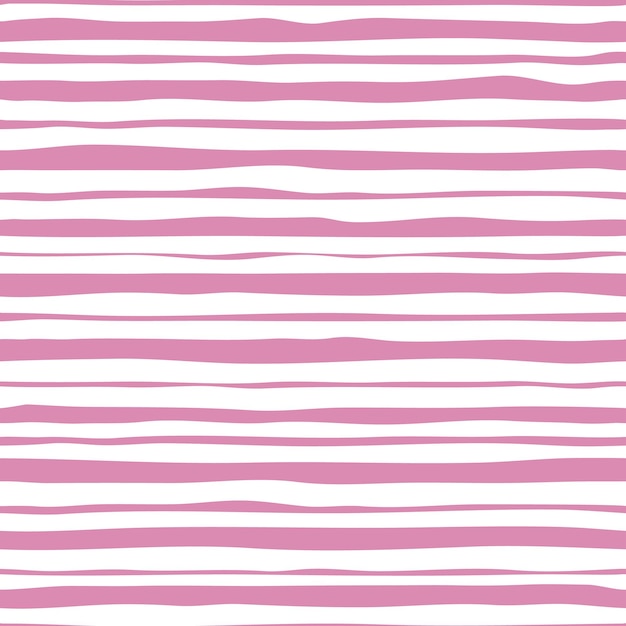 Patrón transparente de rayas rosadas. Papel pintado rayado dibujado a mano. Diseño simple para tela, estampado textil, papel de regalo. Ilustración vectorial