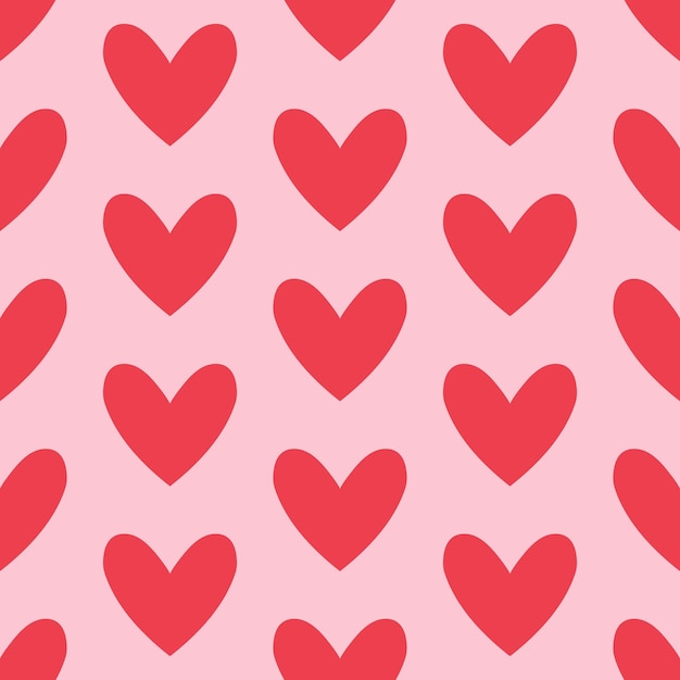 Patrón transparente rosa con corazones rojos
