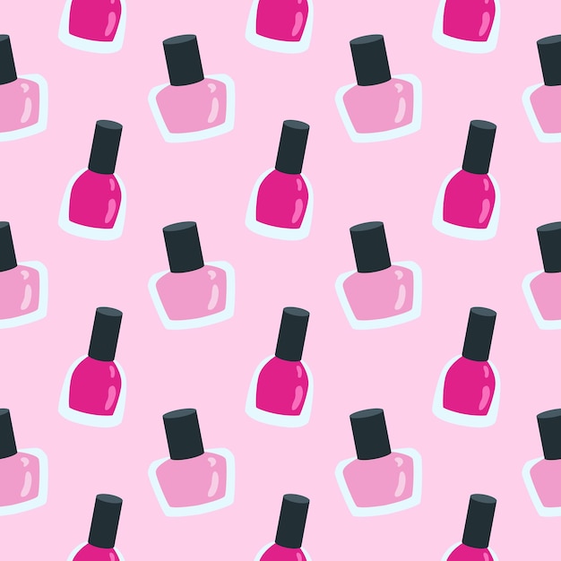Patrón transparente rosa con esmalte de uñas en estilo plano
