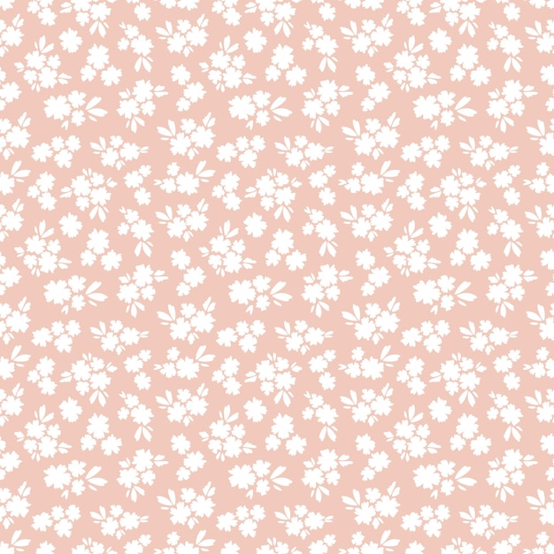 Patrón transparente rosa con flores blancas