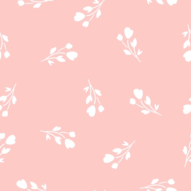 Patrón transparente rosa con flores blancas