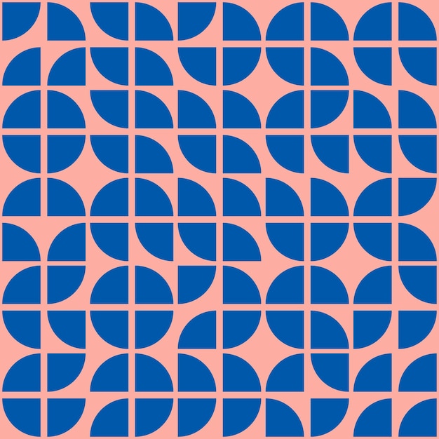 Patrón transparente rosa con formas geométricas azules