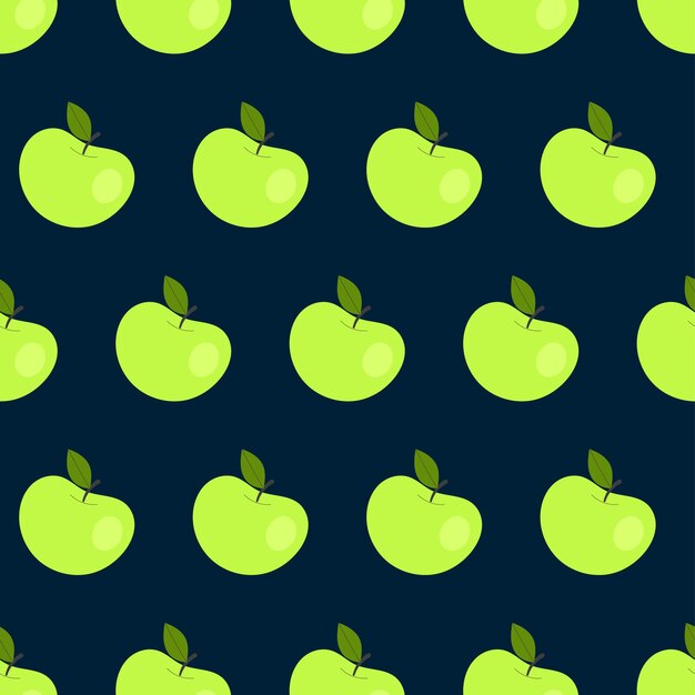 Patrón transparente simple con manzanas verdes. Frutas, vitaminas, vegetarianismo, alimentación saludable, dieta, meriendas, recolección. Ilustración en estilo plano