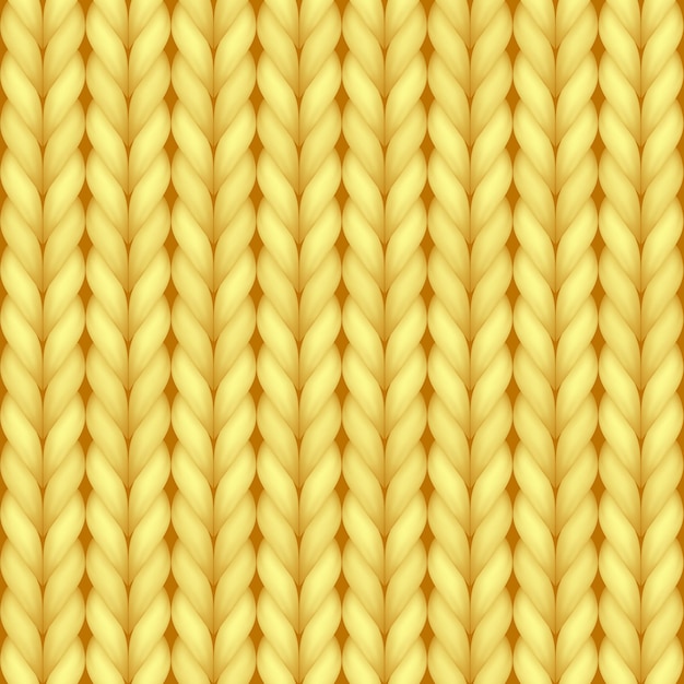 Patrón transparente de textura de punto realista amarillo de lana acogedora