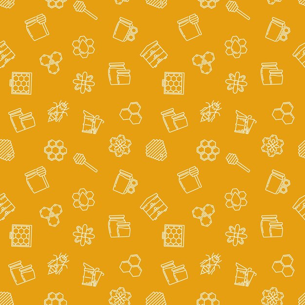 Patrón transparente de vector amarillo apicultura