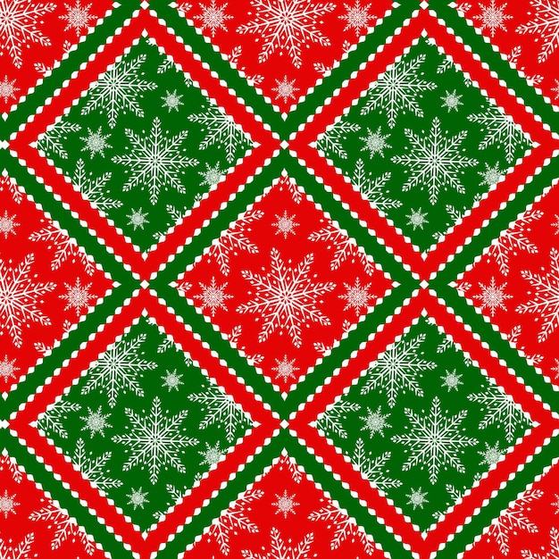 Patrón transparente de vector de año nuevo sobre un fondo rojo-verde. Patrón para Año Nuevo y Navidad.