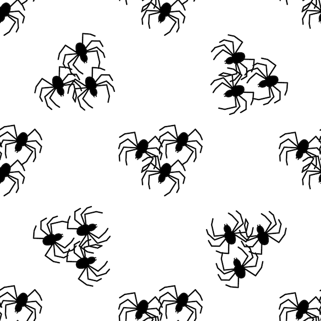 Patrón transparente de vector de araña sobre un fondo blanco Impresión de patrón de insectos