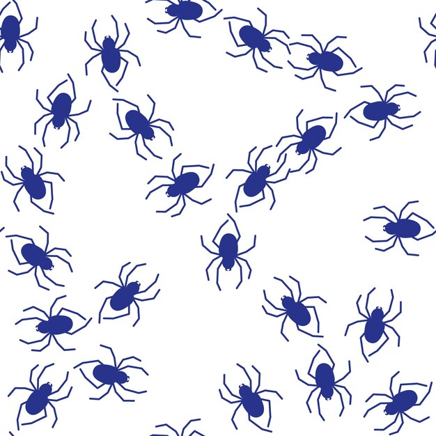 Patrón transparente de vector de araña sobre un fondo blanco Patrón de insecto