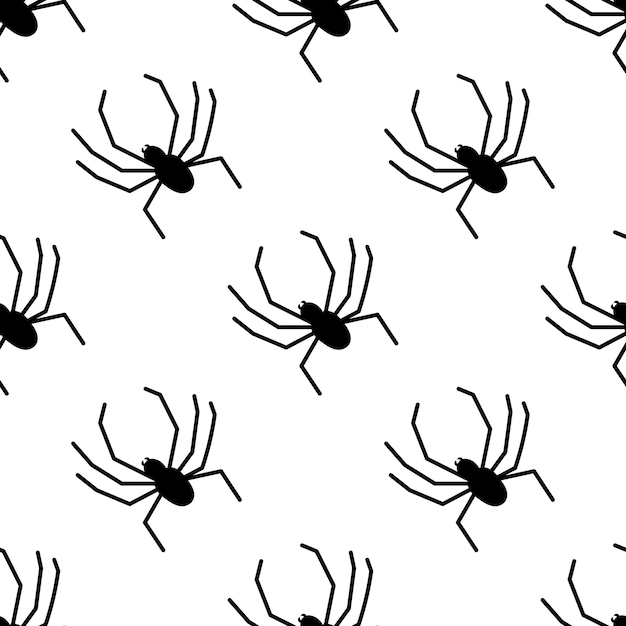 Patrón transparente de vector de araña sobre un fondo blanco patrón de insectos