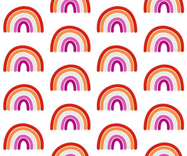 Patrón transparente de vector de arco iris de bandera lesbiana