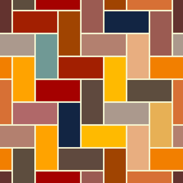Patrón transparente de vector con azulejo de colocación de espiga de ornamento geométrico multicolor