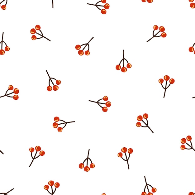 Patrón transparente de vector de bayas rojas Racimos de textura de bayas silvestres