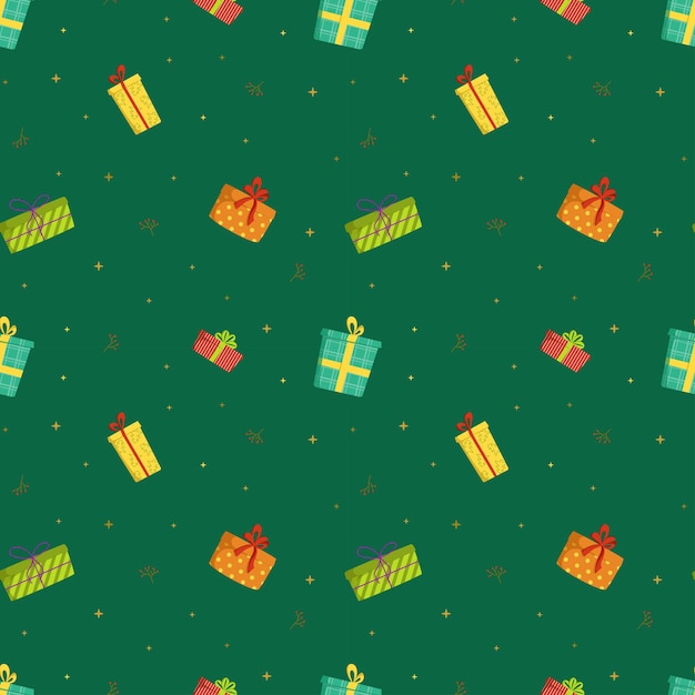 Patrón transparente de vector brillante Cajas de regalo coloridas para Navidad y feliz año nuevo Ideal para diseño y regalo de Navidad