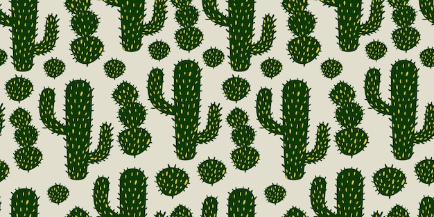 Patrón transparente de vector con cactus