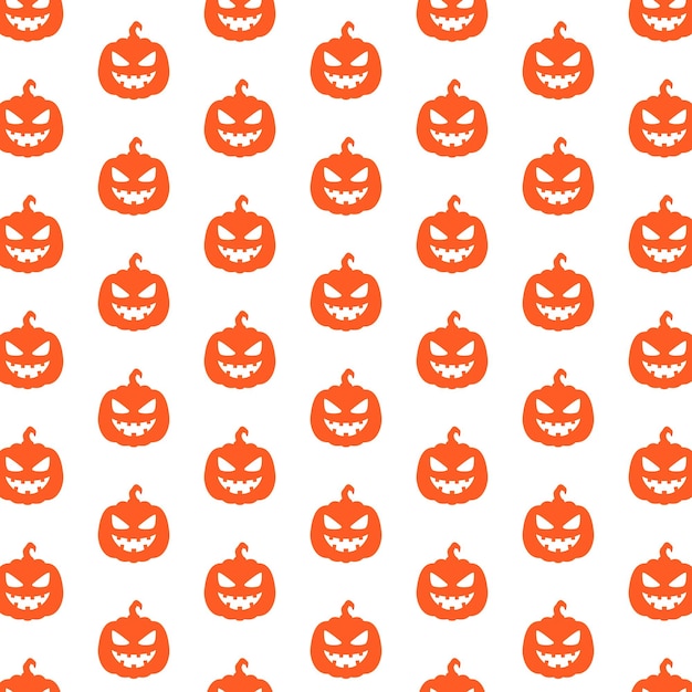 Patrón transparente de vector con calabaza aterradora de halloween naranja
