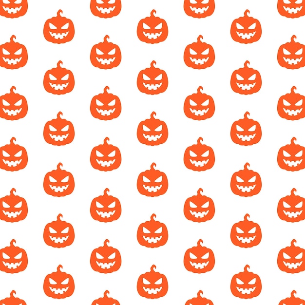 Patrón transparente de vector con calabaza aterradora de halloween naranja