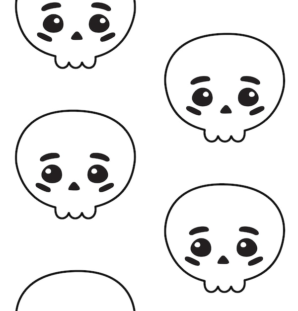 Patrón transparente de vector de calavera kawaii