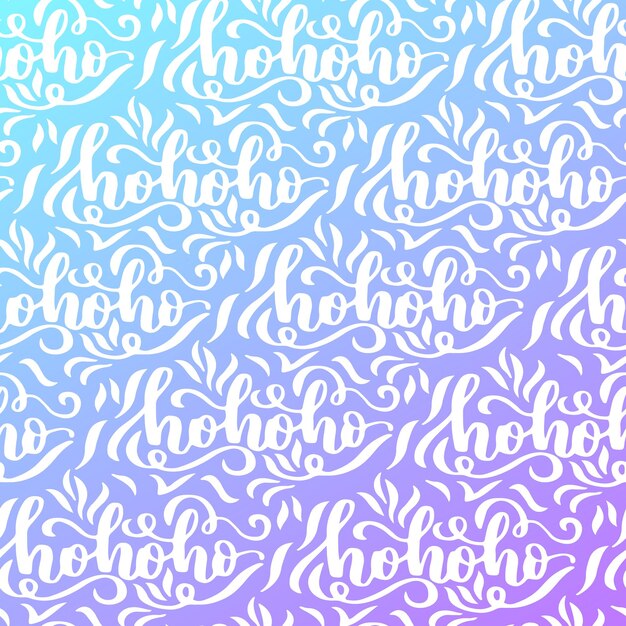 Patrón transparente de vector con caligrafía hohoho sobre fondo azul degradado Envoltura de Navidad y diseño textil