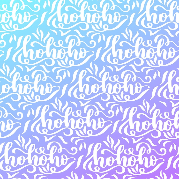 Vector patrón transparente de vector con caligrafía hohoho sobre fondo azul degradado envoltura de navidad y diseño textil