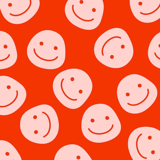 Patrón transparente de vector con caras felices