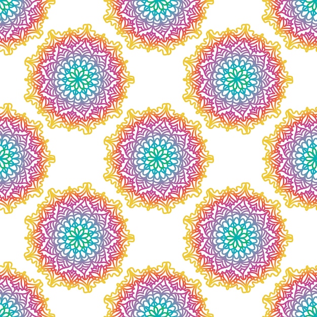 Patrón transparente de vector colorido Mandala