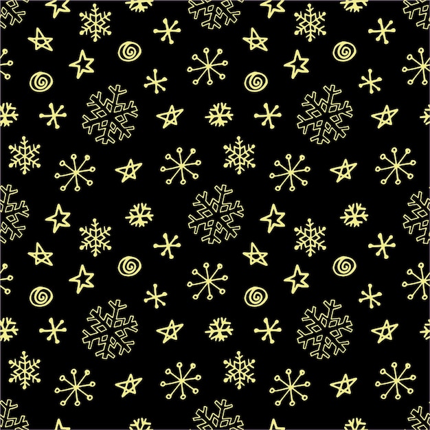 Patrón transparente de vector de copos de nieve. Ilustraciones dibujadas a mano en arte lineal y estilo doodle. Creación de diseño para Año Nuevo, invierno, Navidad.