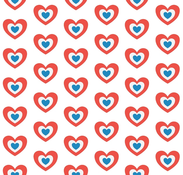 Patrón transparente de vector de corazón de bandera americana