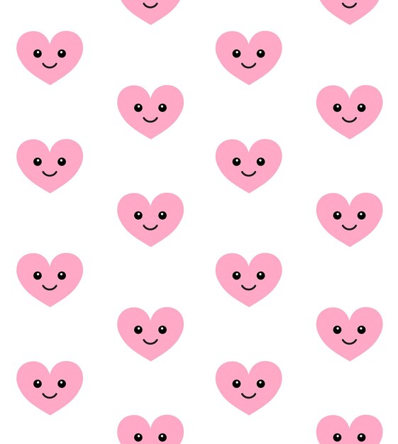 Patrón transparente de vector de corazón con cara