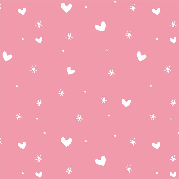 Patrón transparente de vector con corazones en estilo de dibujos animados sobre fondo rosa. para papel, fondos