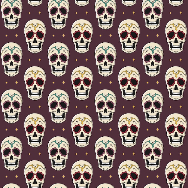 Patrón transparente de vector del Día de los Muertos