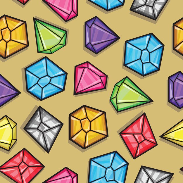 Patrón transparente de vector de diamantes en diferentes colores