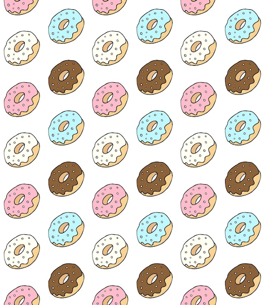 Patrón transparente de vector de donut color