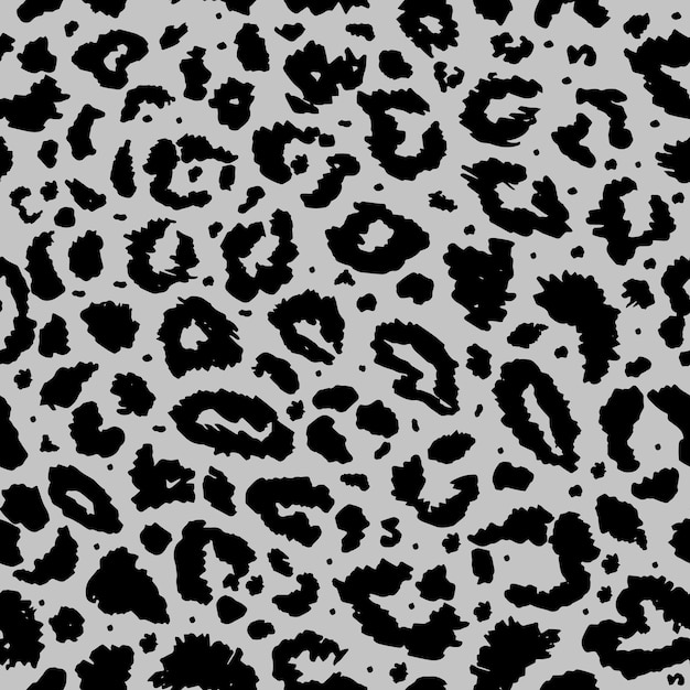 Patrón transparente de vector con estampado de leopardo. Huella animal. Impresión de guepardo sobre fondo gris.