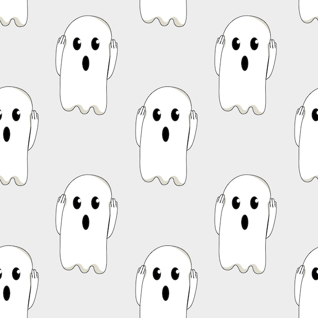 Patrón transparente de vector con fantasmas lindos.