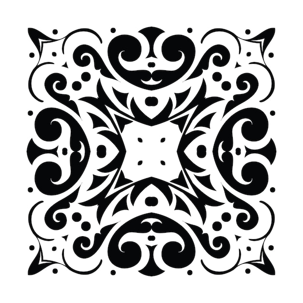 Patrón transparente de vector floral blanco y negro vintage