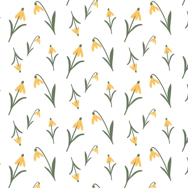 Patrón transparente de vector con flores amarillas Patrón con flores de primavera Patrón de primavera