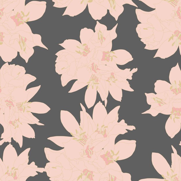 Patrón transparente de vector flores con hojas Ilustración botánica para papel pintado textil tela ropa postales de papel