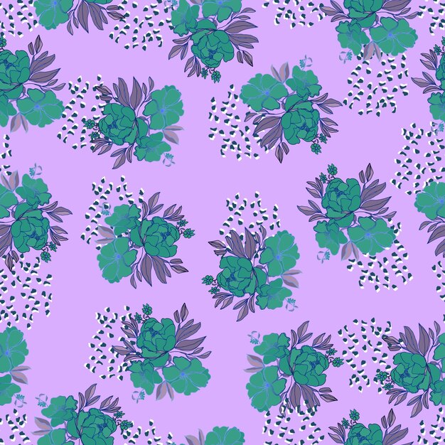 Patrón transparente de vector flores con hojas Ilustración botánica para papel pintado textil tela ropa postales de papel