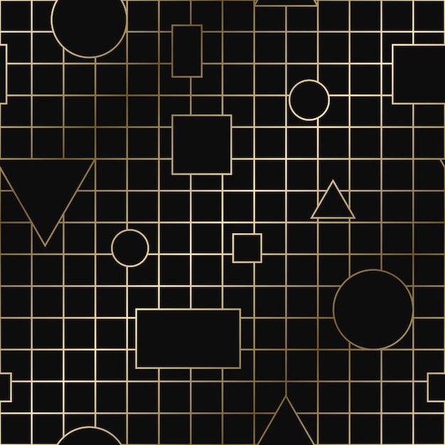 Patrón transparente de vector con formas geométricas diseño de degradado de oro de lujo Fondo interminable rico