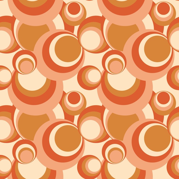 Patrón transparente de vector con formas geométricas en estilo retro Fondos abstractos en estilo vintage de los años 60 70 en colores beige naranja doradox9