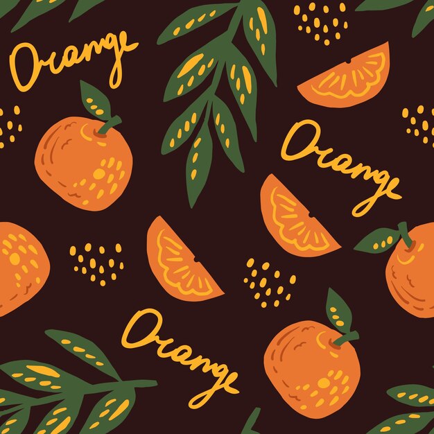 Patrón transparente de vector de fruta naranja