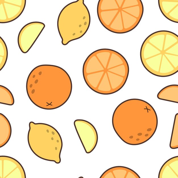 Patrón transparente de vector con frutas Fondo repetitivo abstracto Naranja y limón