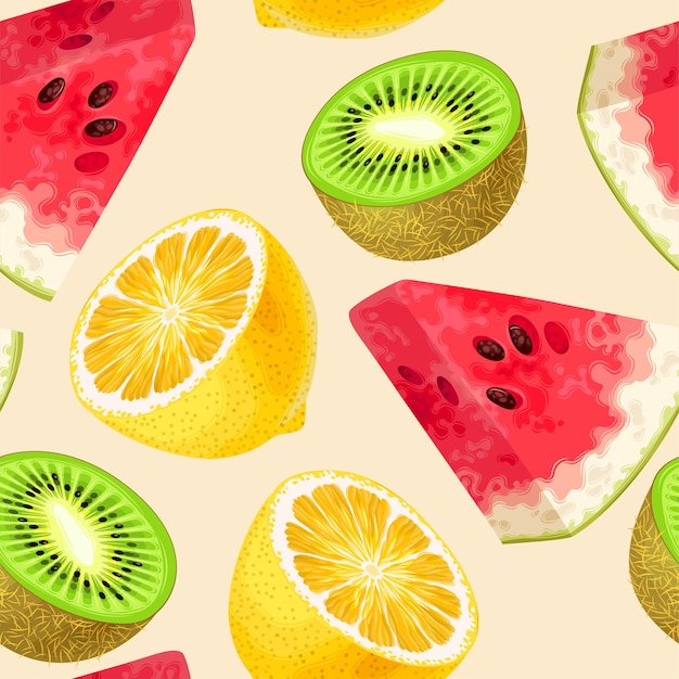 Patrón transparente de vector con frutas