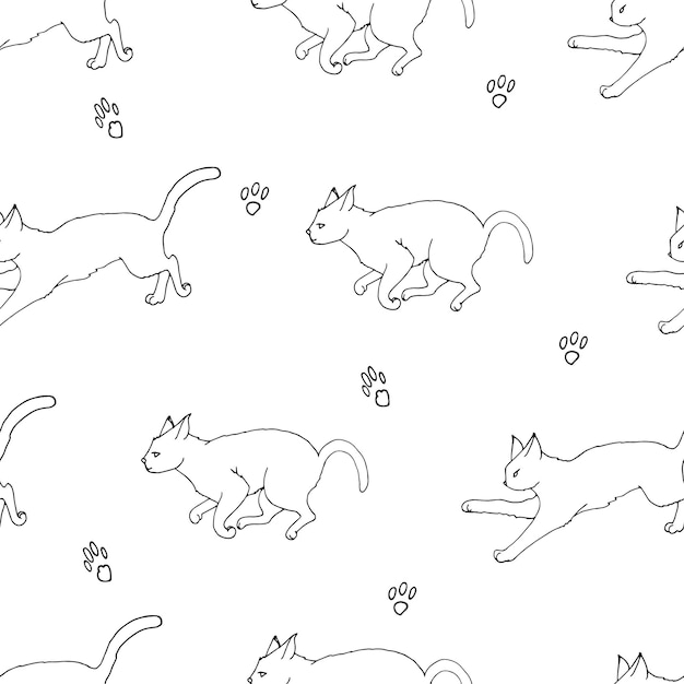 patrón transparente de vector con gatos