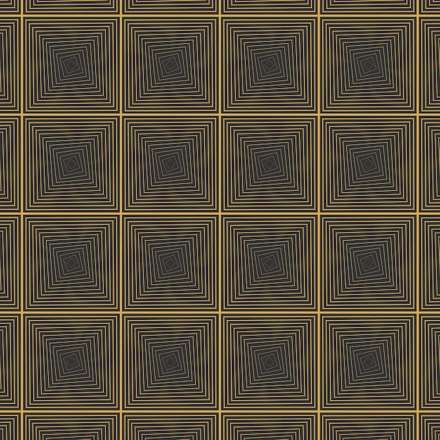 Patrón transparente de vector geométrico sobre fondo oscuro figuras de oro amarillo Fondo para cualquier diseño