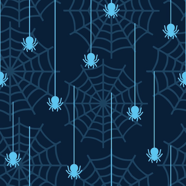 Patrón transparente de vector de Halloween con araña y telaraña